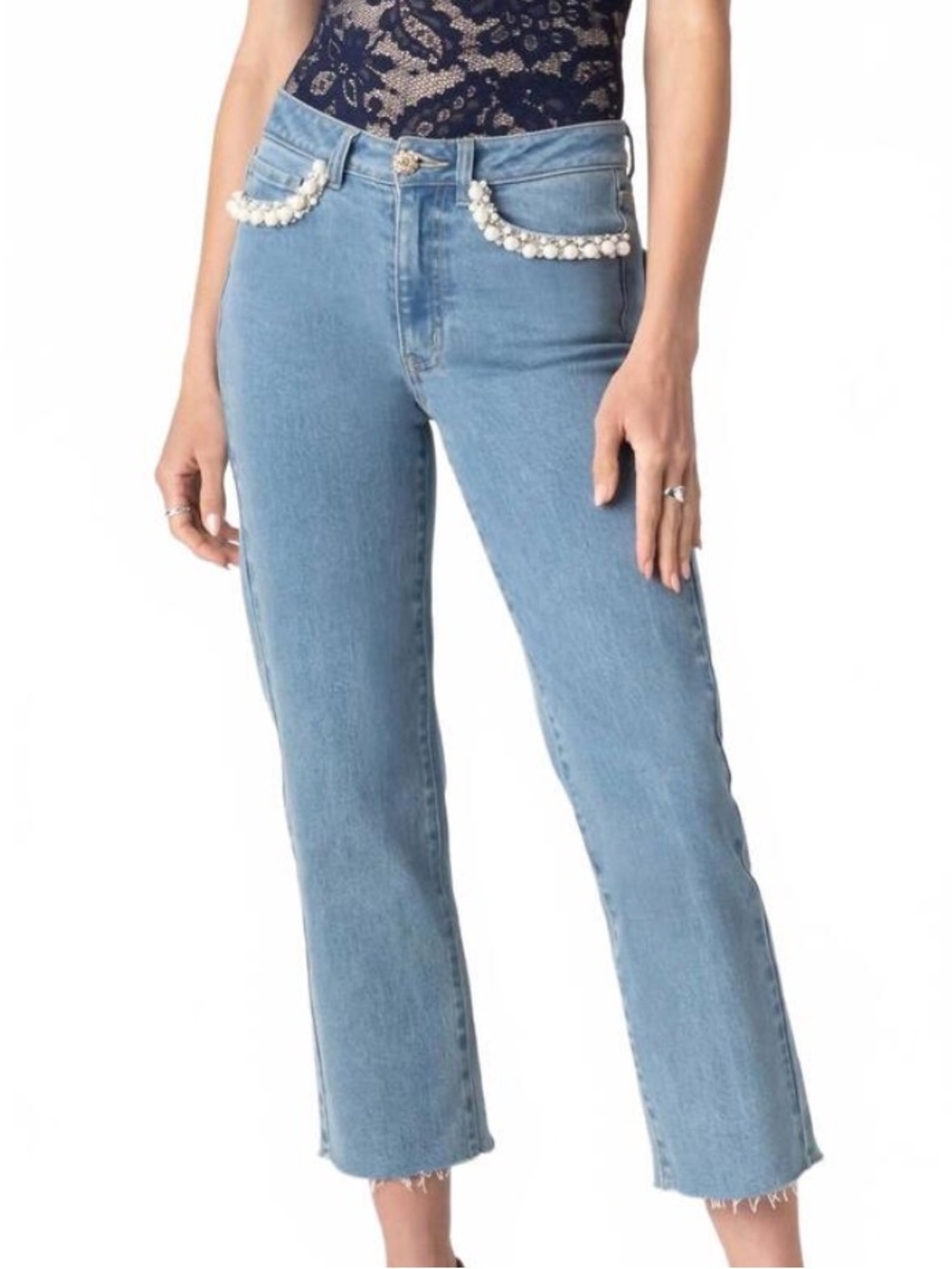 Generation love Baylor Pearl Crystal Jeans in star light blue
